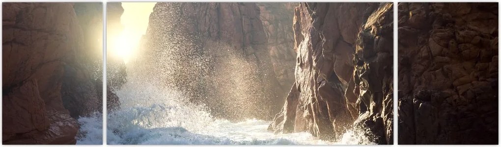 Obraz - Skały i fale oceanu (170x50 cm)