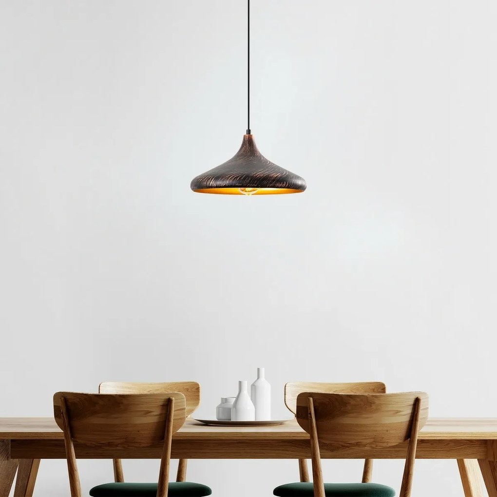 Lampa wisząca Barek - 11546, czarna/miedziana