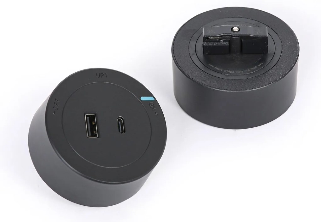 Gniazdo USB-A + USB-C do listew zasilających, czarne