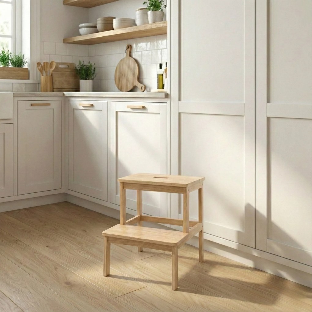 Bambusowy taboret ze schodkiem KROK, wys. 46 cm