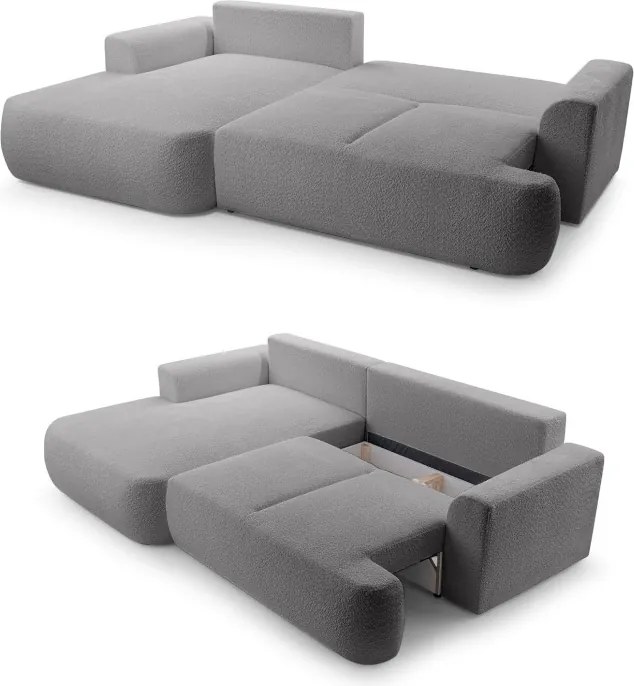 Narożnik VELO wolnostojący układ L strona Lewa z funkcją spania w tkaninie Coral 80