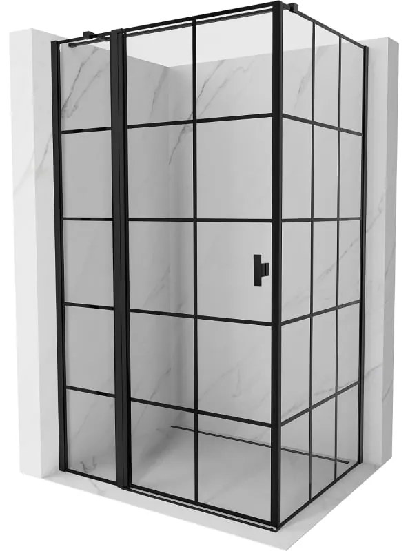 Mexen Mist T kabina prysznicowa uchylna lewa 115 x 90 cm, czarna kratka, czarna - 8A4T-115-090-70-77-L