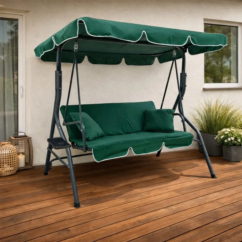 Huśtawka ogrodowa 3-osobowa Puerto MAS-4003A, zielona