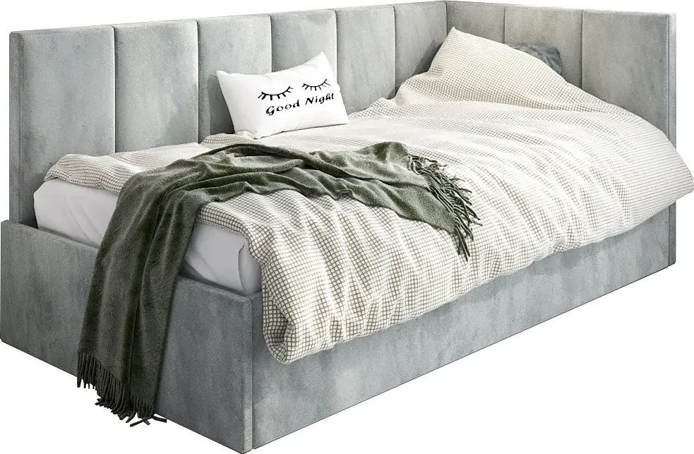 Popielate tapicerowane łóżko młodzieżowe 120x200 C7-S30