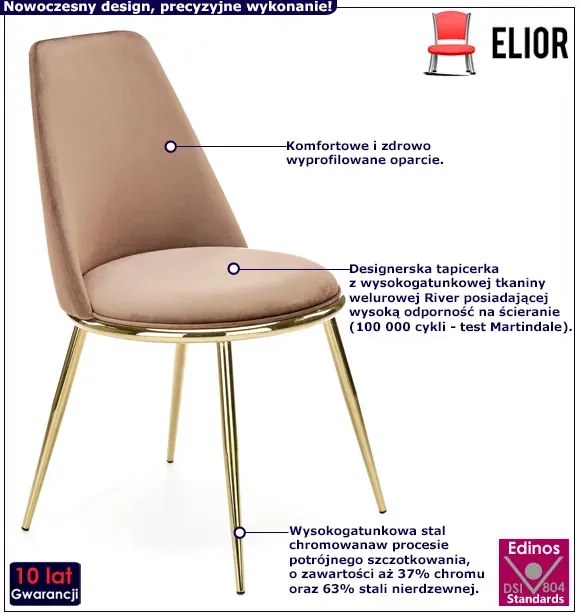 Beżowe Krzesło Welurowe W Stylu Glamour B8-T55