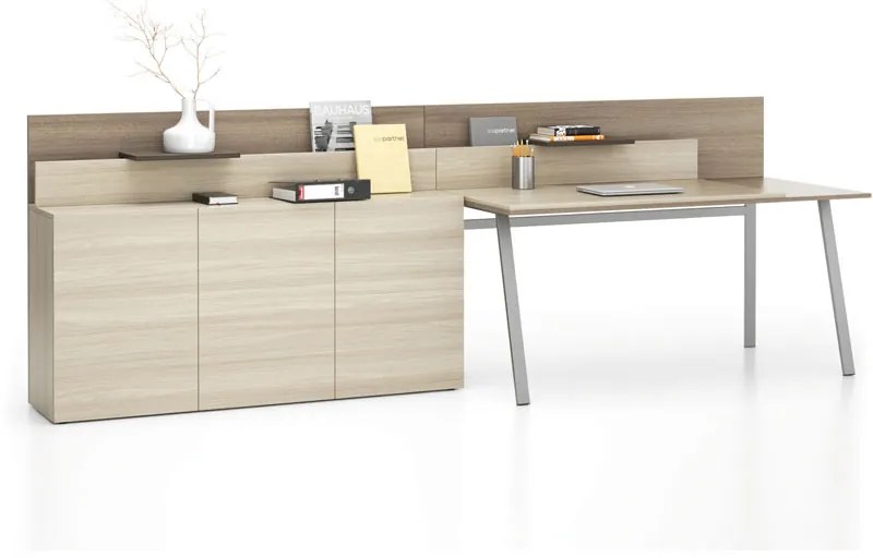 Dodatkowa szafka do biurka LAYERS, długa, dąb naturalny / dąb bejcowany
