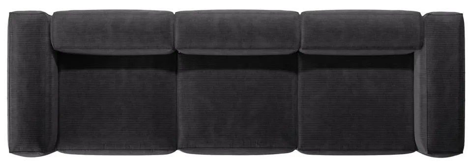 Ciemnoszara sztruksowa sofa 364 cm Bergamo – Cosmopolitan Design