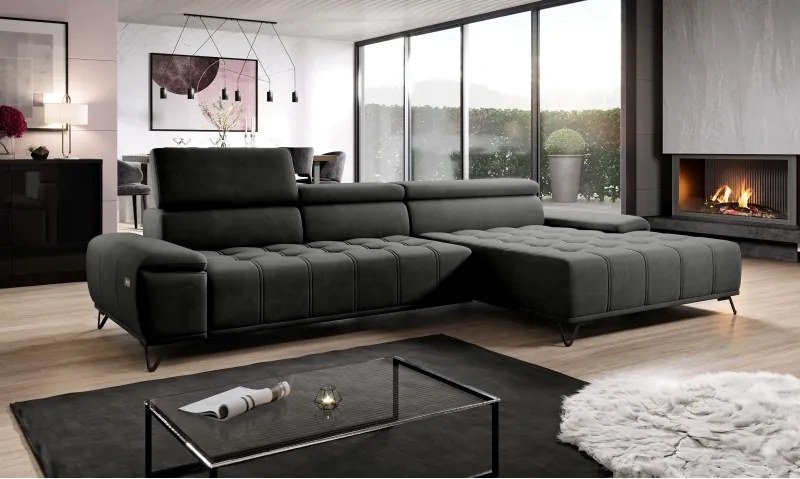 Narożnik PALLADIO MINI z elektryczną regulacją siedziska Prawostronny w tkaninie RIVIERA 97 WERSAL