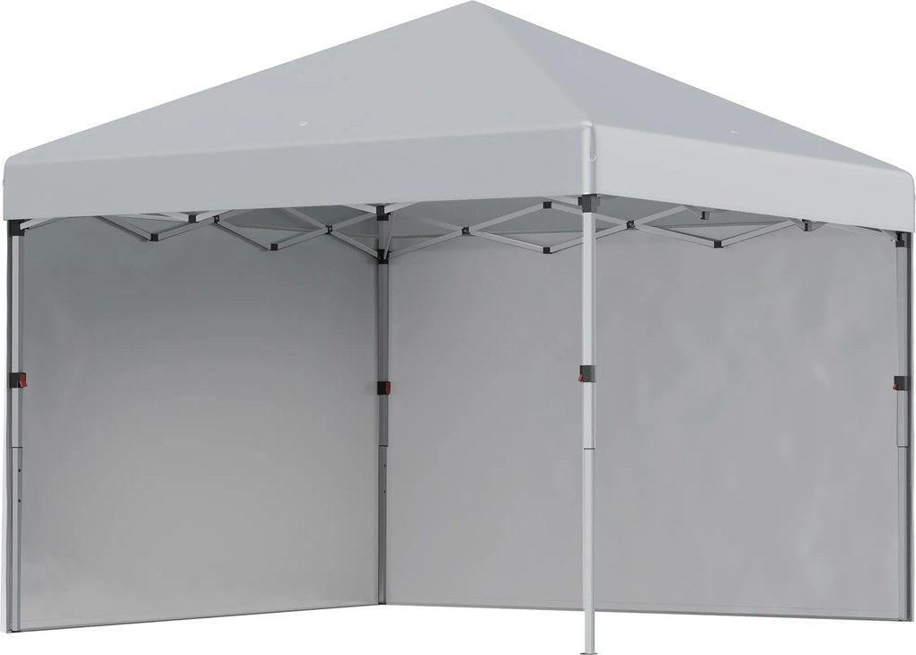 Outsunny Pawilon składany, dwie boczne ściany, torba transportowa, rama stalowa, jasnoszary, 3 x 3 x 2,7 m