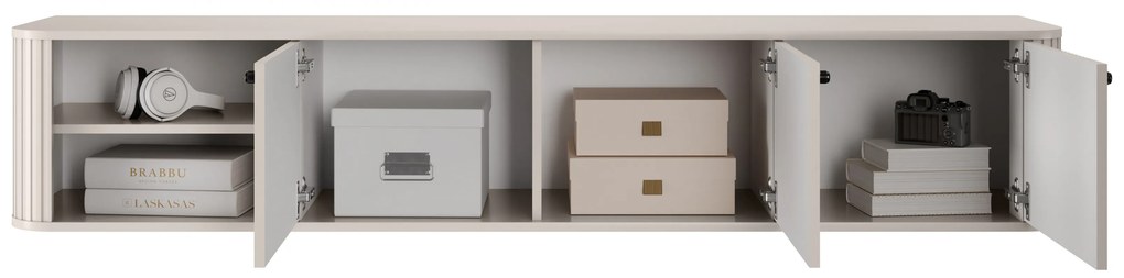 Szafka RTV wisząca Vesper 3D 187 cm - kaszmir / czarne uchwyty