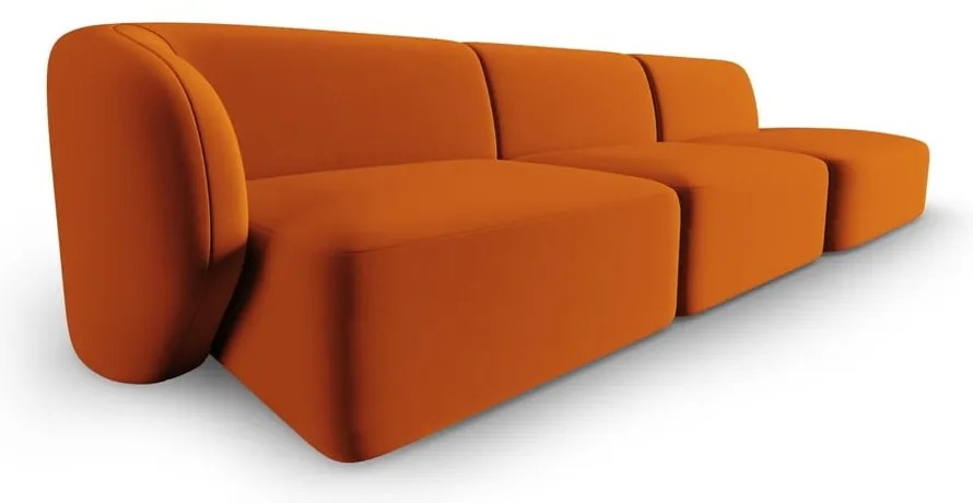Aksamitna sofa lewostronna w kolorze terakoty 311 cm Paolo – Milo Casa