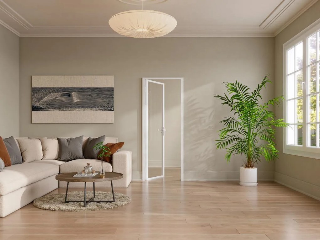 Drzwi kompletne dwustronne z aluminium i szkła hartowanego - wys. 204 x szer. 73 cm - Biały - LOXTON