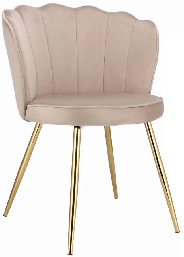Beżowe krzesło tapicerowane welurowe R5-D80