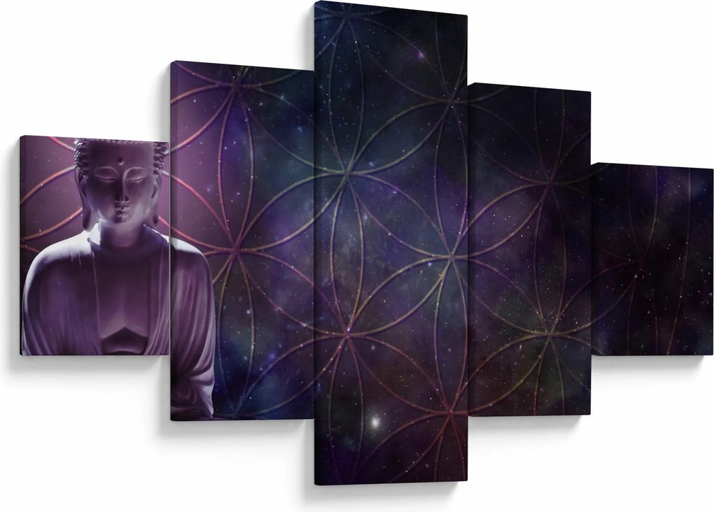 Obraz - Budda z kwiatami życia (125x70 cm)