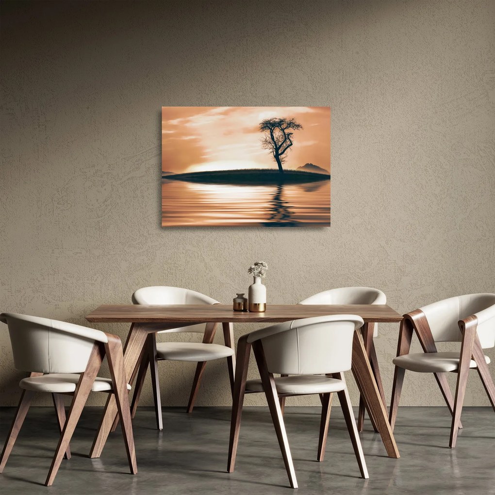 Obraz na szkle drzewa na wyspie (70x50 cm)