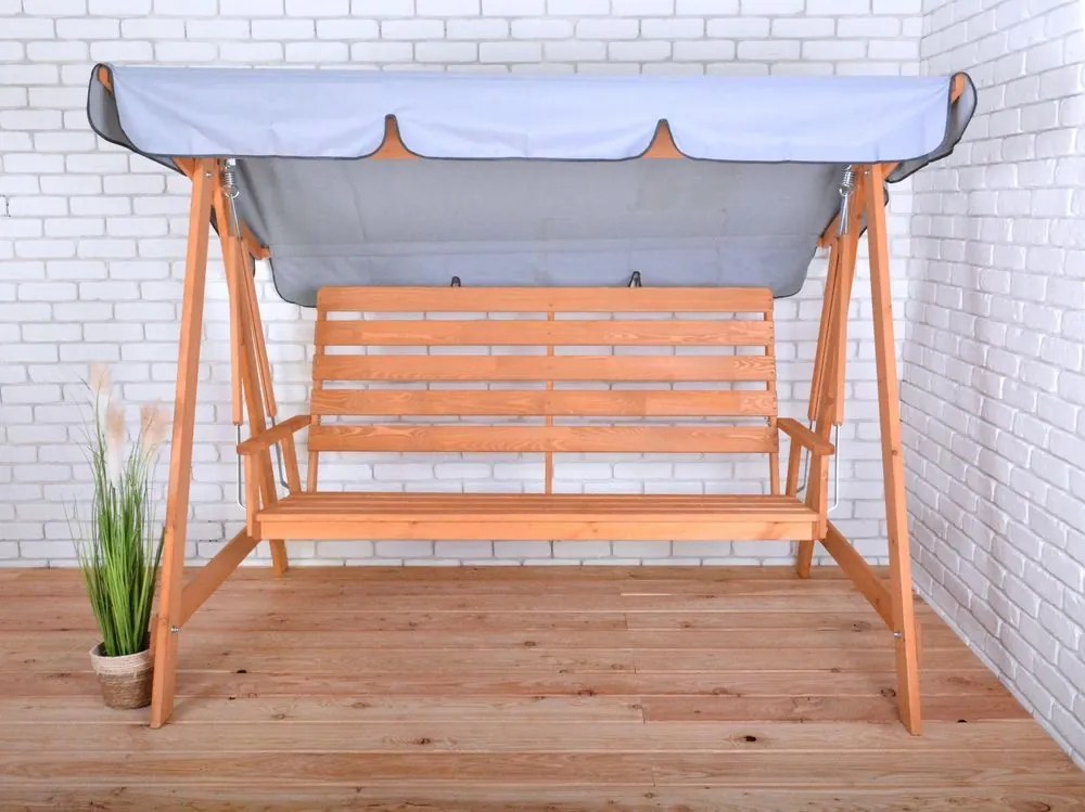 Ogrodowa huśtawka drewniana 3-osobowa z sosny 192 cm