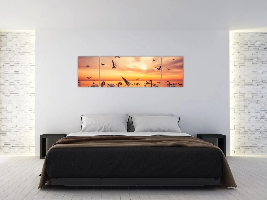 Obraz - Łabędzie (170x50 cm)