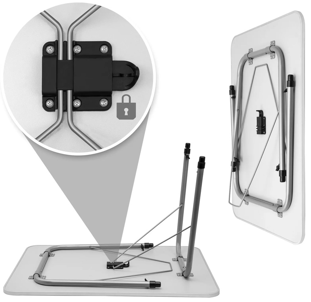 Składany stół kempingowy FOKA, 80x54x51-70cm, biała Casaria