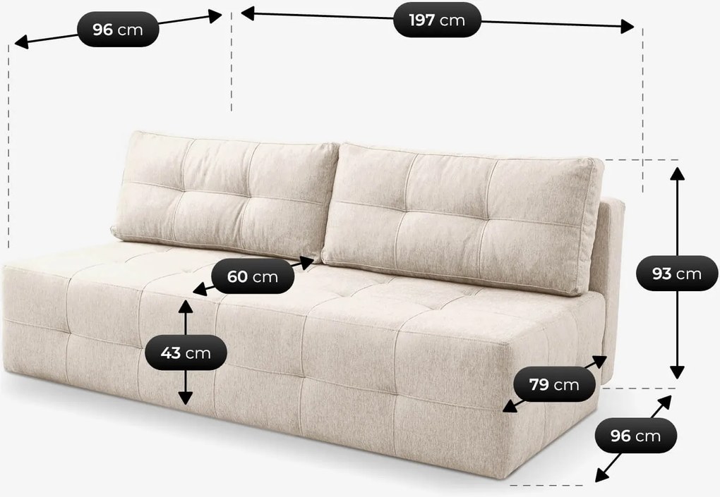 Sofa z Funkcją Spania MORANA Kremowa Nowoczesna