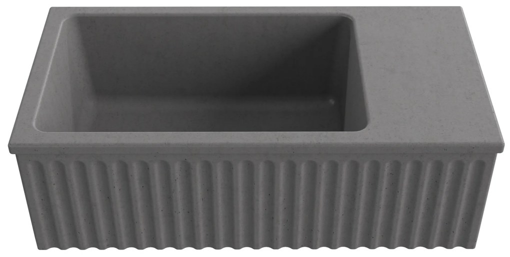 Umywalka betonowa ryflowana nablatowa / wisząca prostokątna 60 x 30 cm WELLE | różne kolory : Kolor - Popielaty, Typ montażu - nablatowa