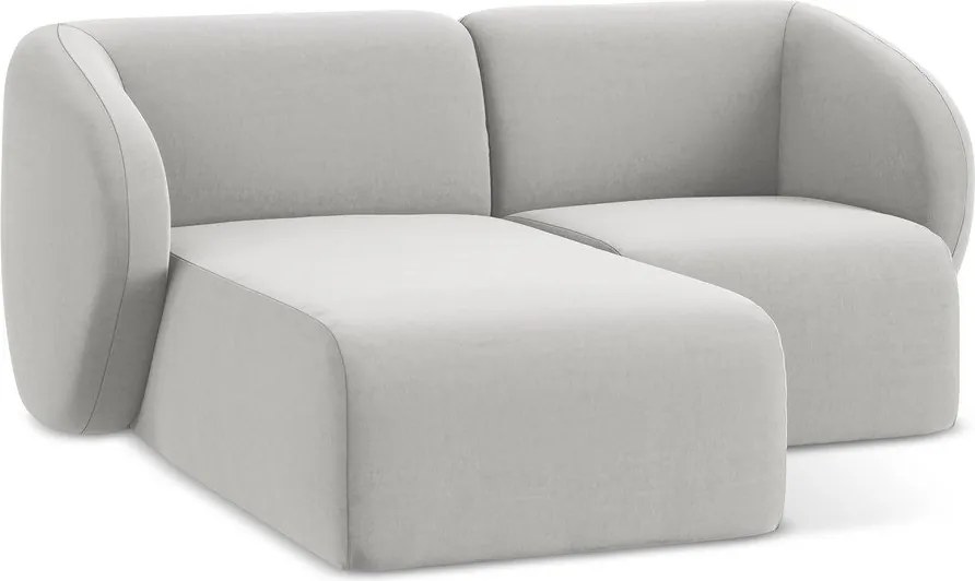 Jasnoszary aksamitny narożnik (lewostronny/z szezlongiem) Lani – Makamii