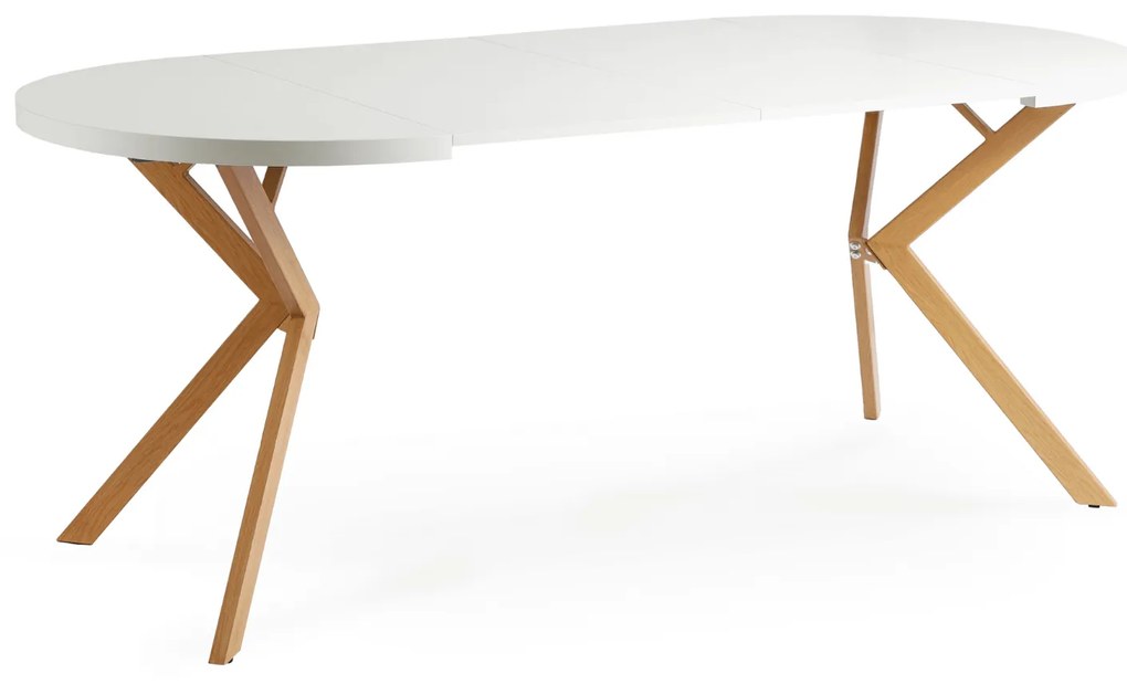 Stół Okrągły Rozkładany LUGO 90-190 cm Biały/Dąb Skandynawski