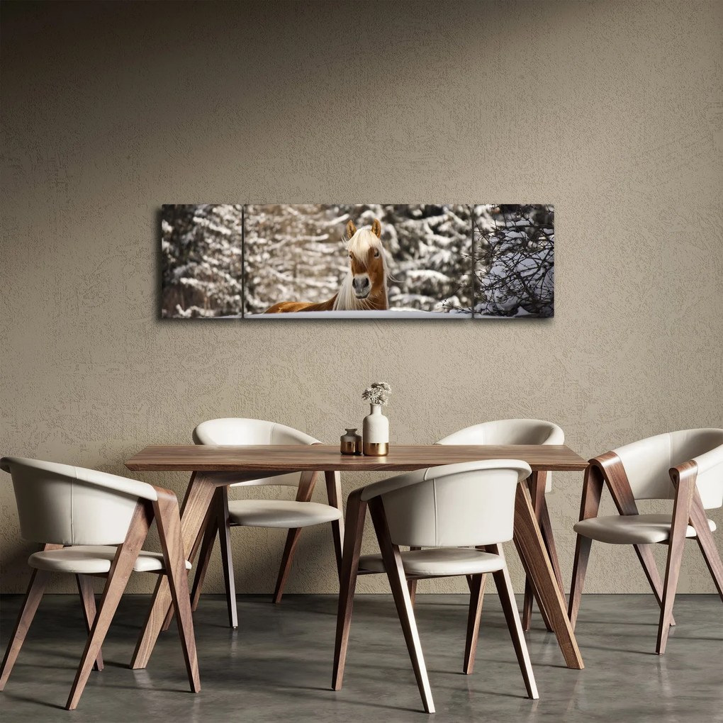 Obraz - Koń w zimowym krajobrazie (170x50 cm)