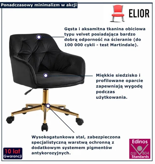 Tapicerowany czarny fotel obrotowy K3-N60