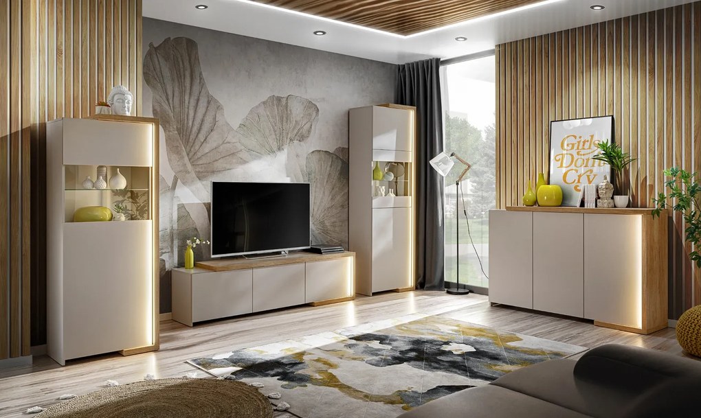 Komoda DASAR 150 3D dąb artisan/kaszmir FURNIVAL