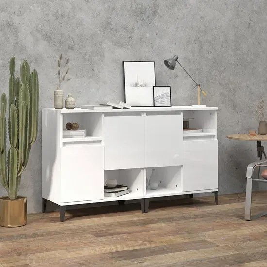 Komplet 2 białych komód w połysku S9-F07