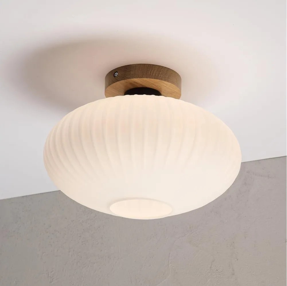 Lampa sufitowa HARMA WOOD 1xE27/15W/230V dąb/biały Ø 30 cm