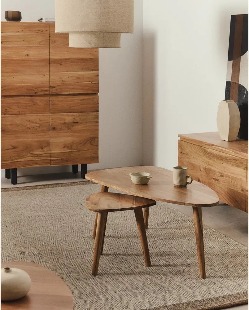 Stolik z litego drewna akacjowego w naturalnym kolorze 60x110,5 cm Duvani – Kave Home