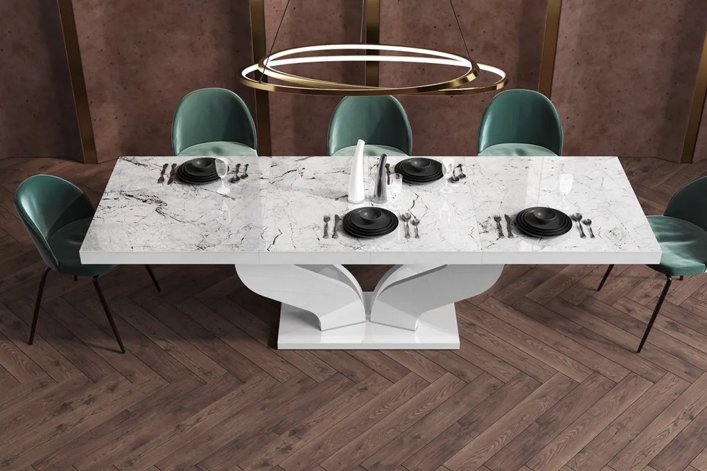 Stół w połysku z marmurowym blatem Viva
