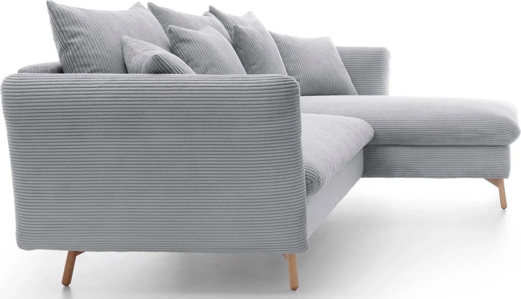 Popielata sztruksowa kanapa narożna z pojemnikiem H9-L51