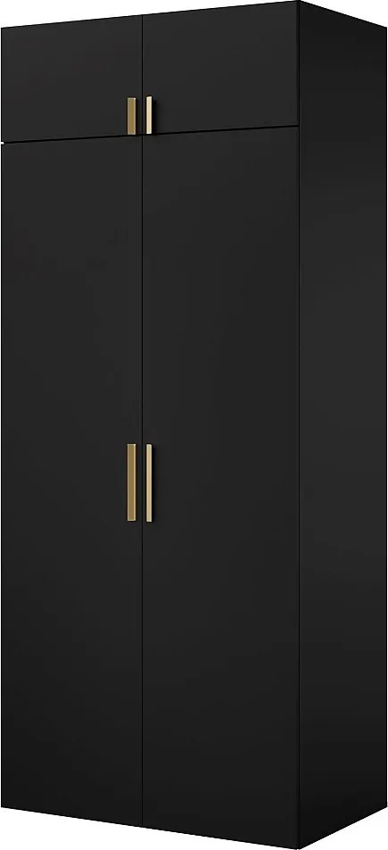 Szafa uchylna z nadstawką Napoli 2D 100 Czarna (czarny lub złoty uchwyt)