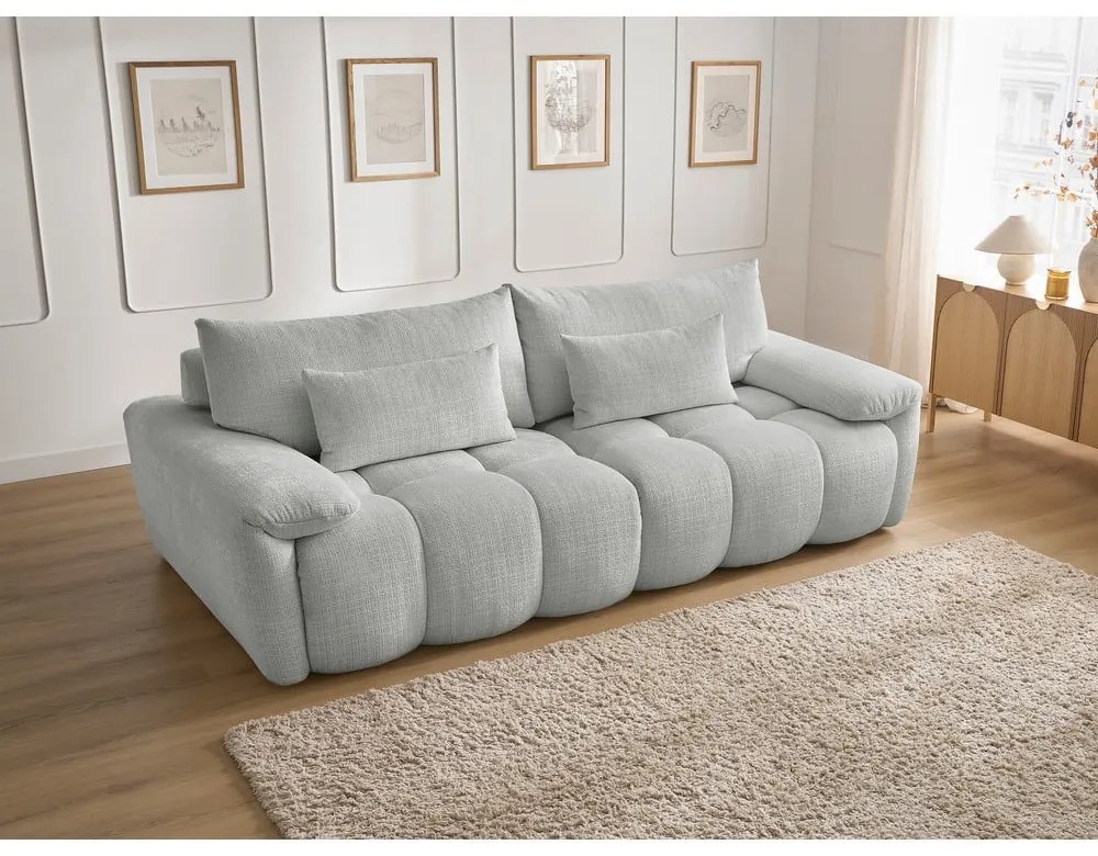 Jasnoszara sofa z tkaniny szenilowej 264 cm Ivane – Bobochic Paris