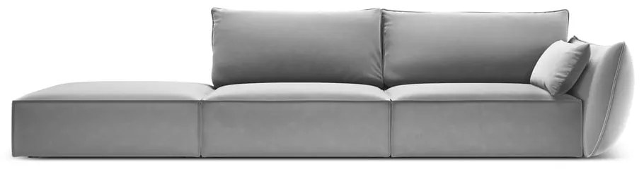 Jasnoszara aksamitna sofa prawostronna 264 cm Vanda – Mazzini Sofas