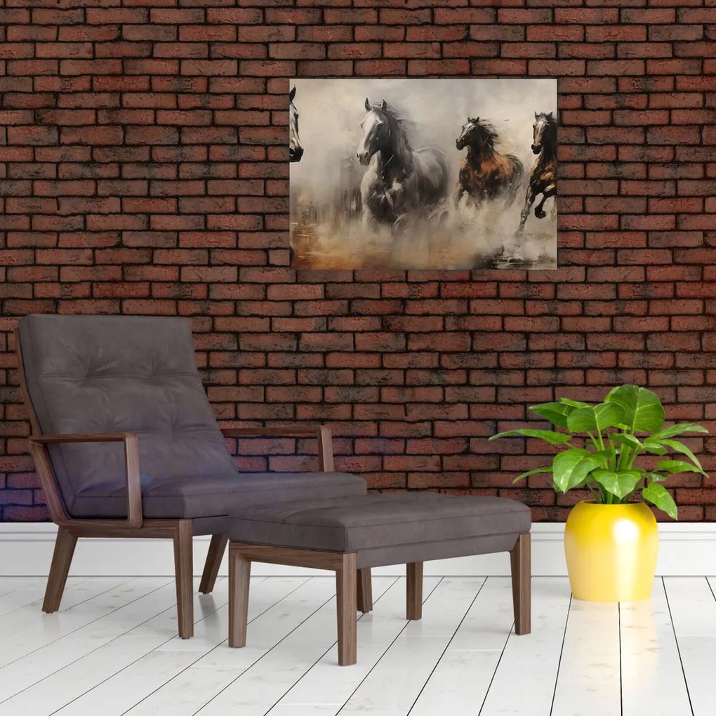 Obraz - Obraz olejny przedstawiający konie (70x50 cm)