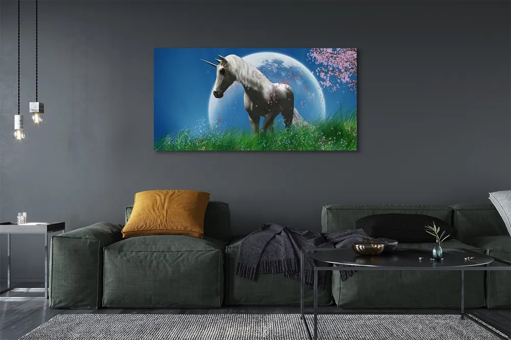 Zdjęcie na płótnie Jednorożec na Polu przy Księżycu