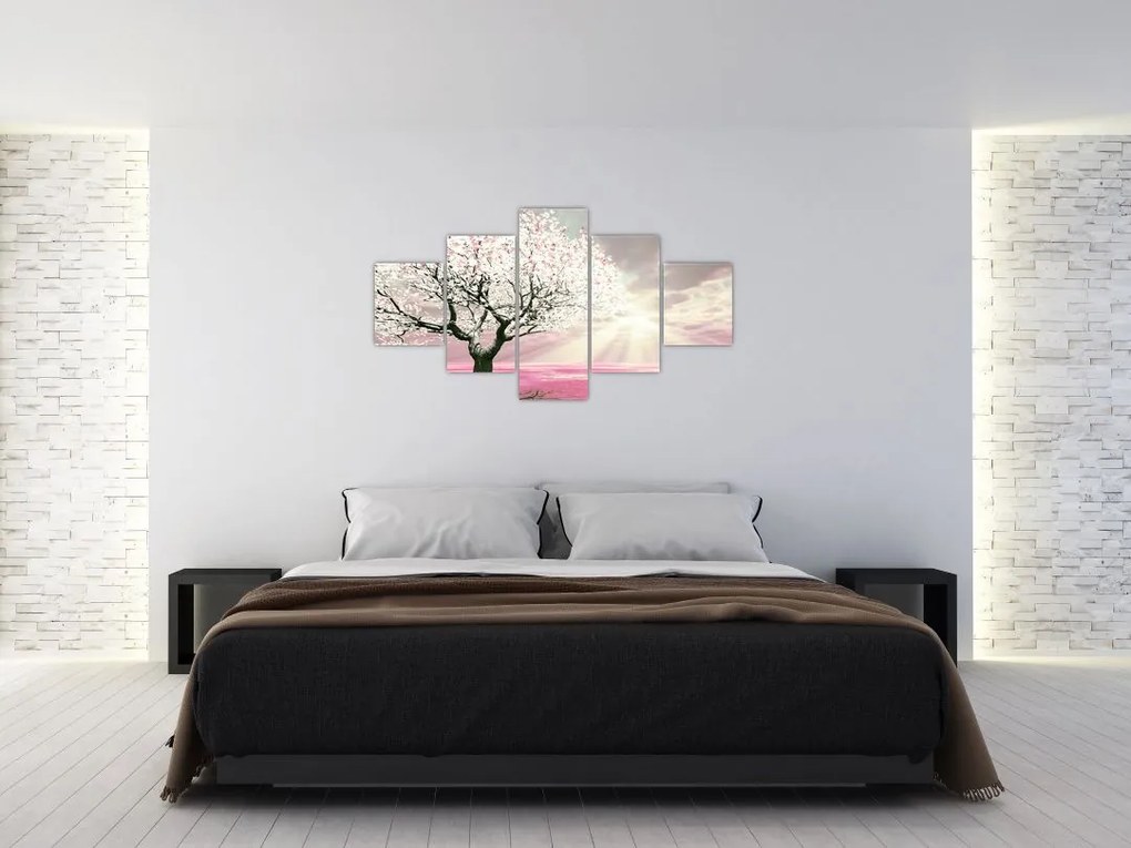 Obraz różowego drzewa (125x70 cm)