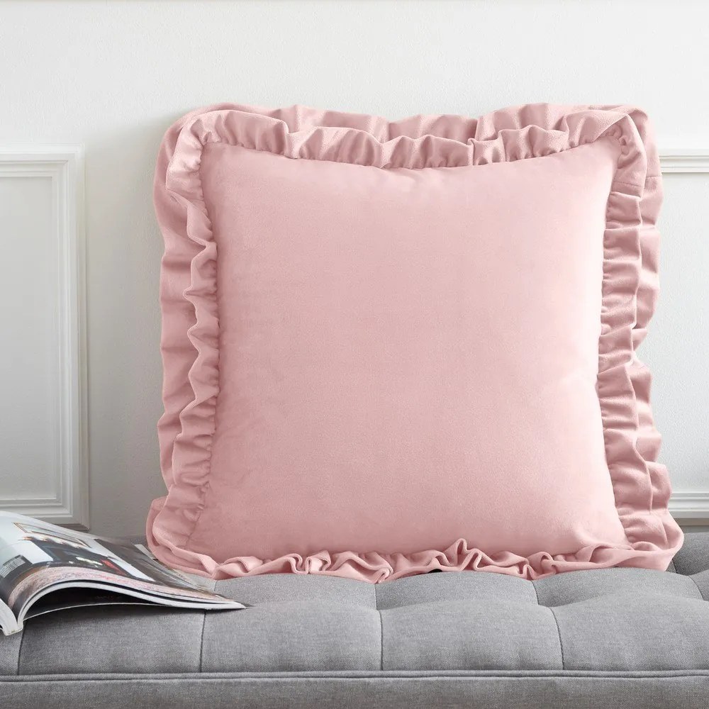 Aksamitna poduszka dekoracyjna 43x43 cm Velvet Double Frill – Catherine Lansfield