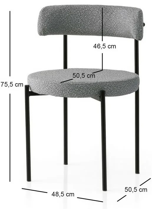 Zestaw krzeseł do jadalni Gini Dark Grey andBlack, 2 szt.