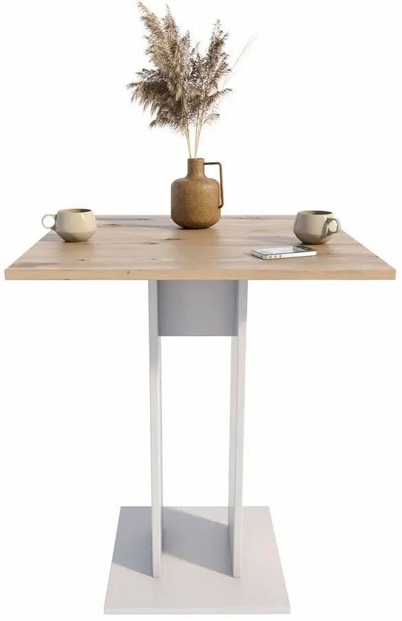 Stolik kwadratowy barowy dąb artisan + biały P7-K85