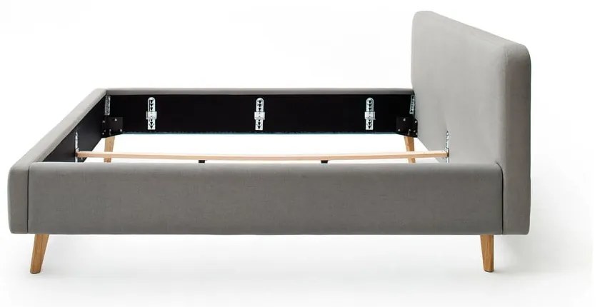 Szare tapicerowane łóżko dwuosobowe 160x200 cm Mattis – Meise Möbel