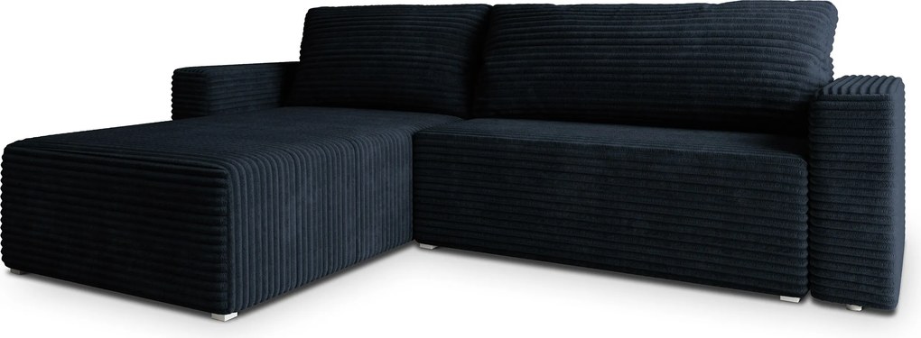 Masseno Narożnik CALTI z funkcją spania i pojemnikiem na pościel Narozniki L, Rozkładana sofa - Czarny, TILIA 100