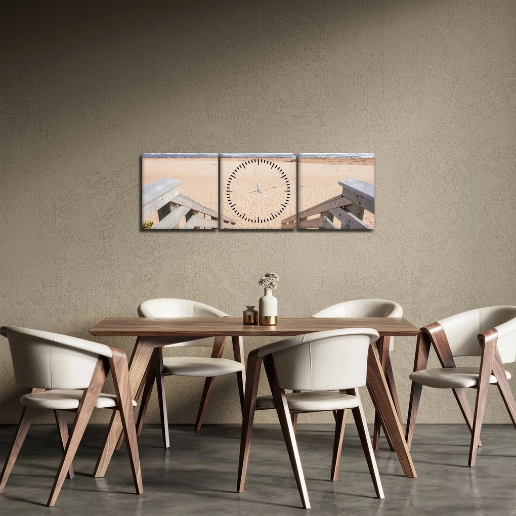 Obraz - Plaża (z zegarem) (90x30 cm)