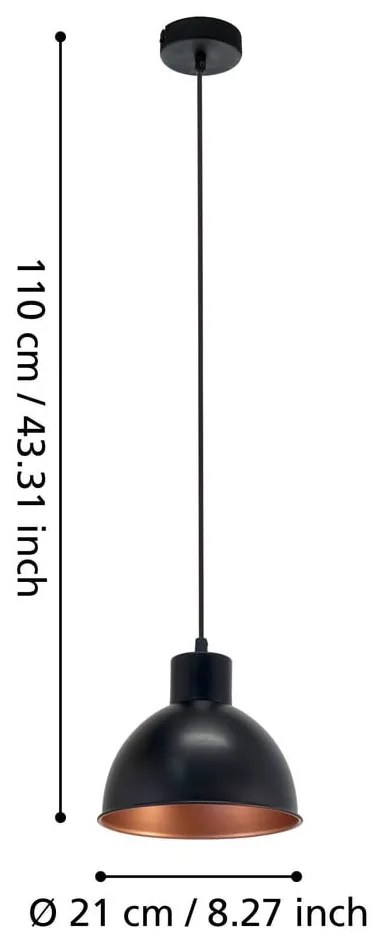 Czarno-brązowa lampa wisząca z metalowym kloszem ø 21 cm TRURO 1 – EGLO