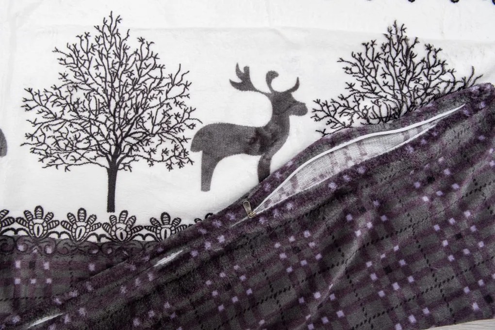 PrzytulneMieszkanie.pl PrzytulneMieszkanie.pl Pościel z mikropluszu Świąteczne renifery szare