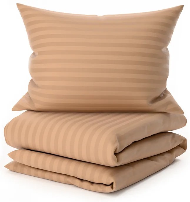 PrzytulneMieszkanie.pl PrzytulneMieszkanie.pl Hotelowa pościel z mikrofibry JASMINE brązowa - pasek 2 cm Rozmiar pościeli: 70 x 90 cm | 140 x 200 cm