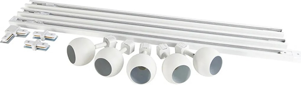 Nowoczesny system szynowy 1-fazowy z 5 reflektorami biały - Gissi